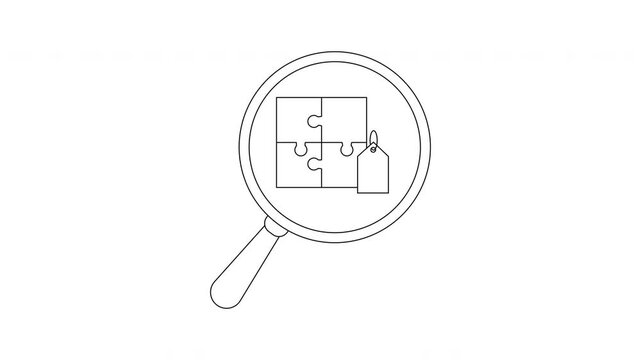 A magnifying glass focuses on a puzzle piece set revealing a hanging tag