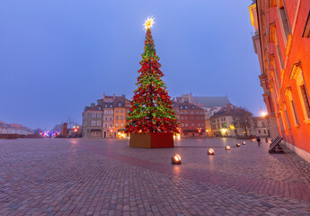 Christmas Tree at Castle Square in Warsaw Poland