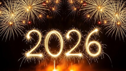 Celebrate the upcoming year 2026 with dazzling fireworks and sparkling new beginnings