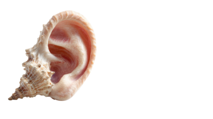 Seashell ear hybrid representing listening, hearing ocean sounds, communication, soundscape and connection to nature