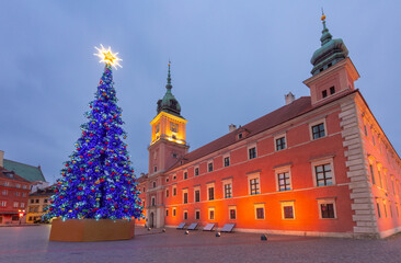 Christmas Tree at Castle Square in Warsaw Poland