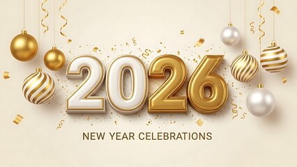 Welcome the Exciting New Year 2026 with Joyful Golden Decorations and Grand Celebrations