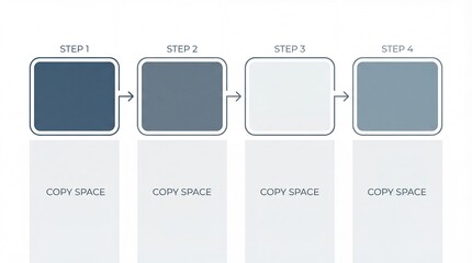 Minimalist step-by-step diagram with empty boxes and clear copy space, clean corporate design
