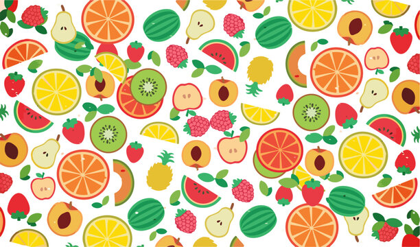 flowers, veggies, fruits set