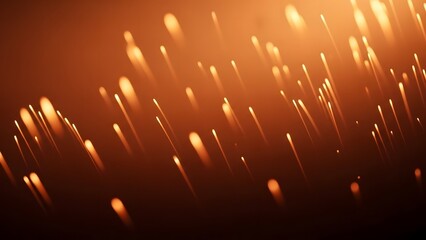 Dynamic motion blur effect with glowing orange particles rising against a gradient background