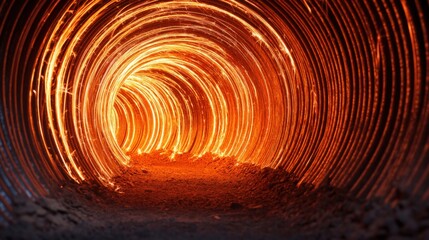 Wedding ceremony planning, A glowing tunnel with swirling sparks creates a mesmerizing and dynamic visual effect, showcasing the interaction of light and texture.