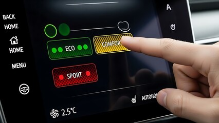 Interacting with advanced car infotainment touchscreen to customize driving experience through various modes