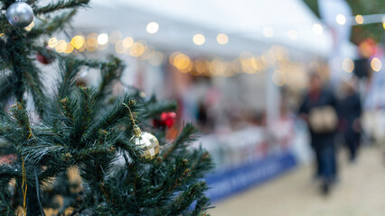 New years celebration, Christmas tree at bazaar candy cane