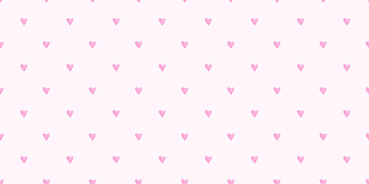 Seamless watercolor pink hearts pattern on soft pastel pink background. Romantic hand painted texture perfect for Valentine&rsquo;s Day, wedding designs, fabric prints and cute wallpapers.