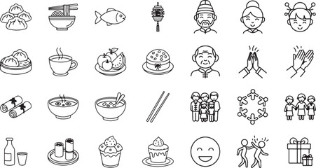 Chinese Festival Celebration Icon Pack &ndash; Professional EPS Vector