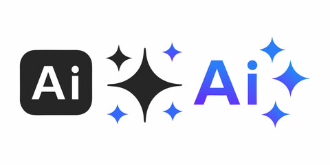 Adobe illustrator ai logo with sparkling blue diamond effects and black background