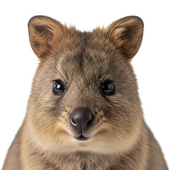 Quokka animal head portrait close up on transparent background