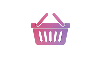 3D Shopping Cart Icon with Pink and Purple Gradient