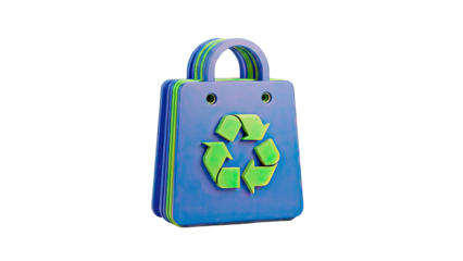 Blue and green shopping bag with recycling symbol