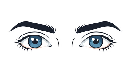 Illustration of blue eyes with detailed eyebrows on white background
