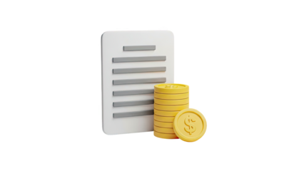 Financial Document and Stack of Coins Icon