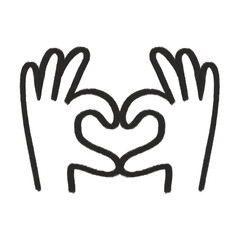 Obraz premium Two hands making a love heart sign symbol vector illustration cartoon icon drawing doodle