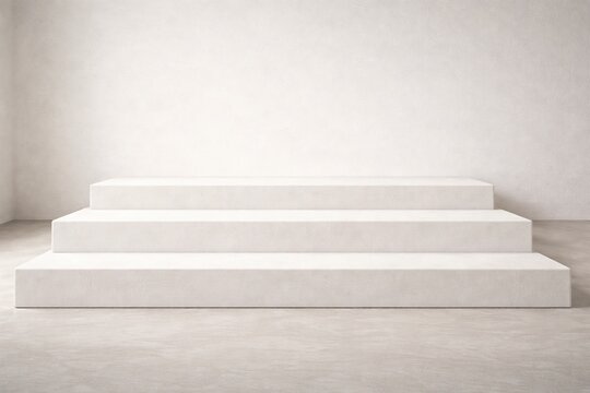 Minimal White Stage Platform Background with Symmetrical Steps