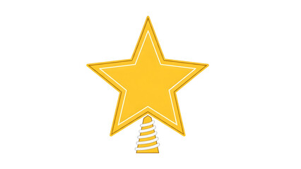 Obraz premium Golden Christmas Star Tree Topper Illustration, Traditional Yellow Star Icon for Holiday Pine Tree Decoration on Grey Background