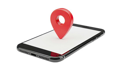 Red GPS map pin marker on a smartphone screen