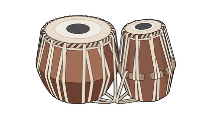Traditional Indian Tabla Drums on White Background