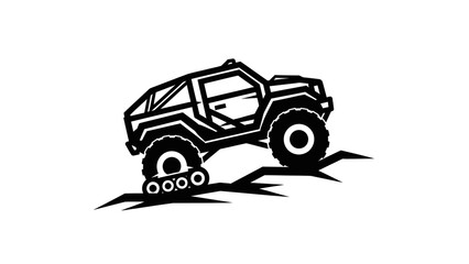 Off road monster truck climbing steep rocky terrain. © conell