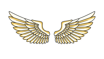 Obraz premium Vector illustration of golden angel wings on white background