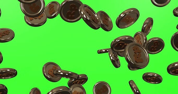 falling indonesian rupiah coins 3d animation, raining gold idr currency, wealth and economy concept