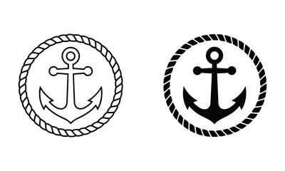 Anchor and Rope Circle Icon Outline and Solid Fill © Anukul Debnath