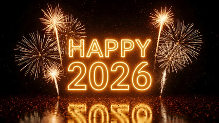Happy new year 2026 celebration with fireworks