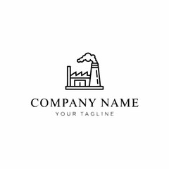 Fototapeta premium Minimalist Factory Icon with Smoke Stack and Company Name Placeholder.