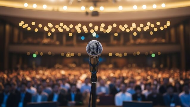 Microphone on stage in large auditorium