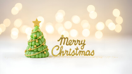Festive christmas tree decoration with merry christmas greeting