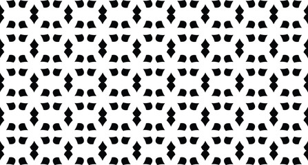 Seamless Black and White Geometric Floral Pattern - Minimalist Monochrome Moroccan Tile Vector Background for Wallpaper and Textile Design © MindVision