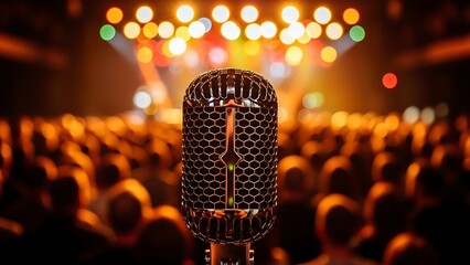 Microphone center stage at concert
