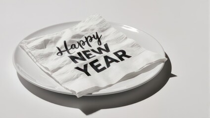 Festive New Years Plate Setting with Napkin.