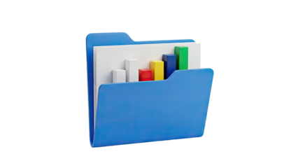 Blue Folder with Growing Bar Chart