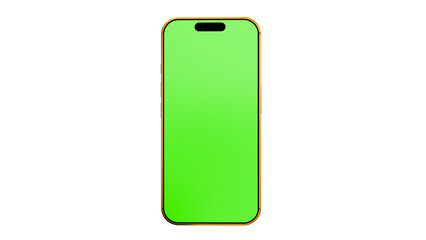 3D Smartphone Mockup with Green Screen Display Centered on White Background