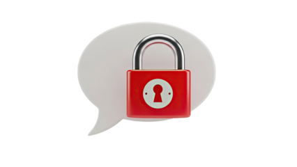 Red padlock on a white speech bubble