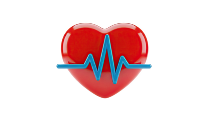 Red Heart with Blue EKG Line Icon
