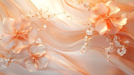 Elegant floral background with peach and cream tones.