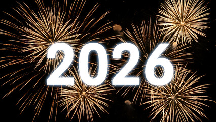 Happy new year 2026 celebration with fireworks