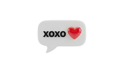 XOXO message with red heart in speech bubble