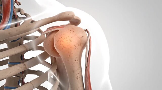 Detailed Shoulder Instability Highlight Medical Animation Showing Shifting Head in a Clean White Background Anatomy