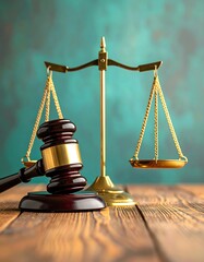 Courtroom justice action legal setting image of gavel and scales professional environment close-up view law concept