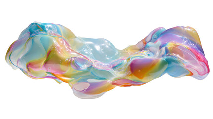 Obraz premium Iridescent fluid blob creating an abstract holographic wave with pastel viscous liquid colors on transparent background