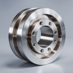 Isometric View of a High Precision Double Steel Pulley for Industrial Power Transmission Assemblies