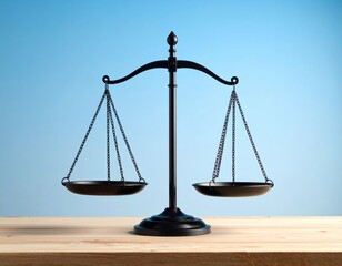 Scales of justice on blue background.