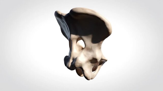 Rotating Coccyx Showing Tailbone Curvature on White Background for Medical Education and Anatomical Study Anatomical