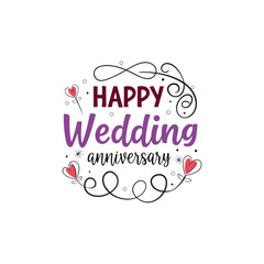 Elegant wedding anniversary typography vector featuring decorative floral frames and stylish hand lettering, ideal for cards, invitation, and social media post.